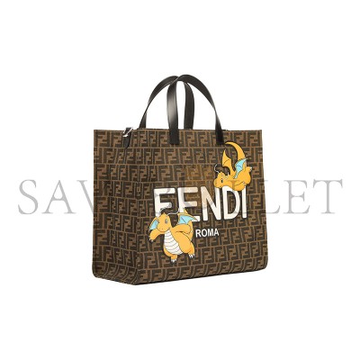 FENDI BROWN FF PRINT CANVAS BAG FROM THE FENDI X FRGMT X POKÉMON COLLABORATION 8BH357AR1XF1NPJ (41*35*19cm)